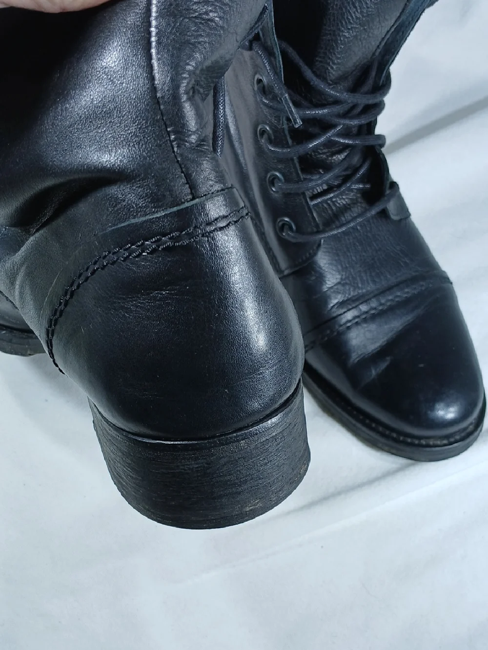 Black Leather Men's Lace-Up Combat Boots